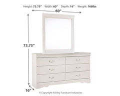 Anarasia Full Sleigh Bed with Dresser, Mirror and Nightstand