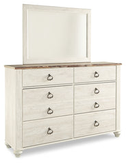 Willowton King Sleigh Bed, Dresser, Mirror and Nightstand