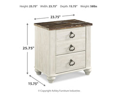 Willowton King Sleigh Bed, Dresser, Mirror and Nightstand