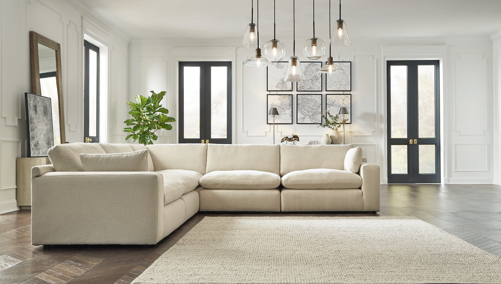 Elyza 5-Piece Sectional with Ottoman - furniture place usa