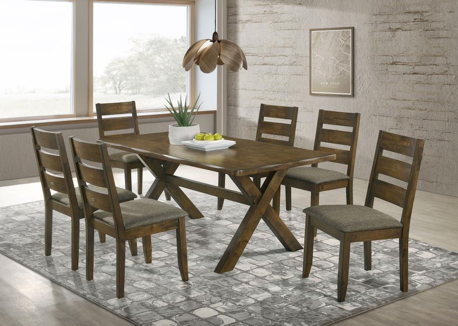 Alston Brown 7 Pc Dining Set - furniture place usa