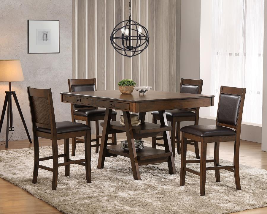 Dewey Brown 5 Pc Counter Height Dining Set - furniture place usa