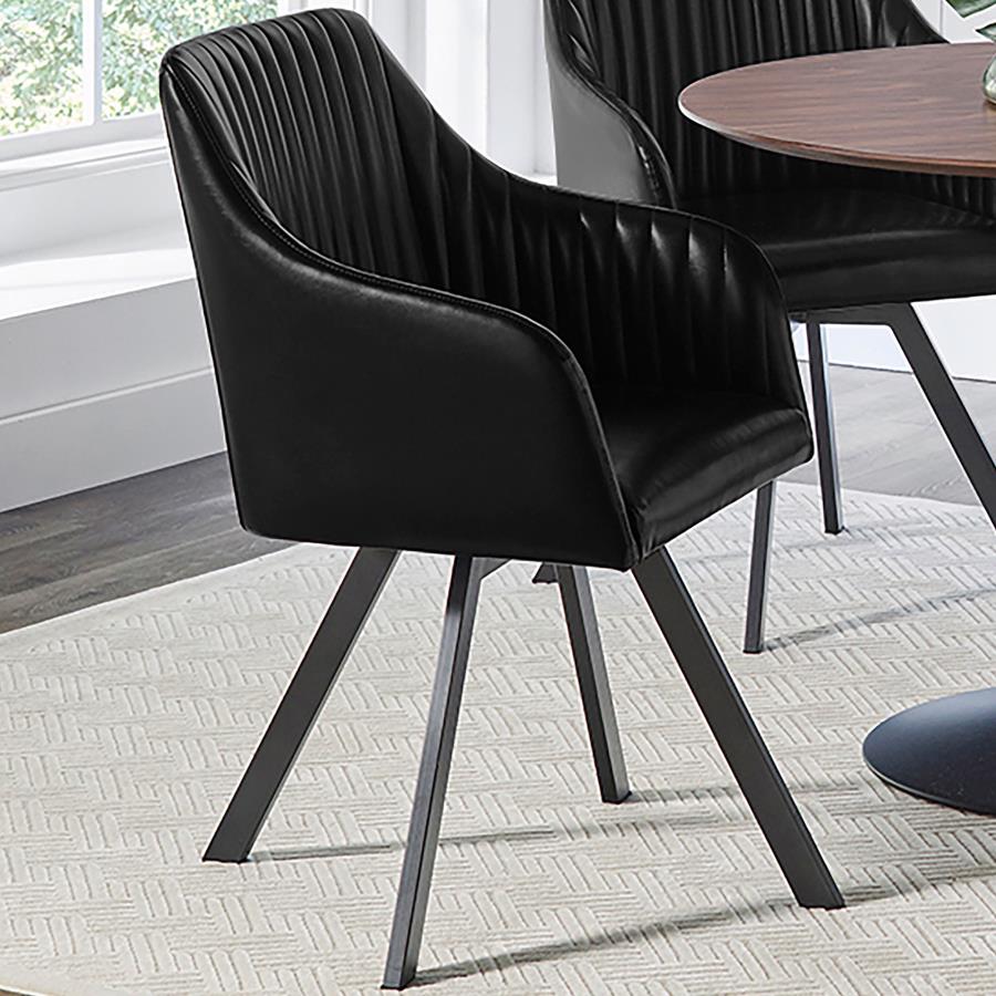 Arika Black Swivel Arm Chair - furniture place usa