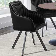 Arika Black Swivel Arm Chair - furniture place usa