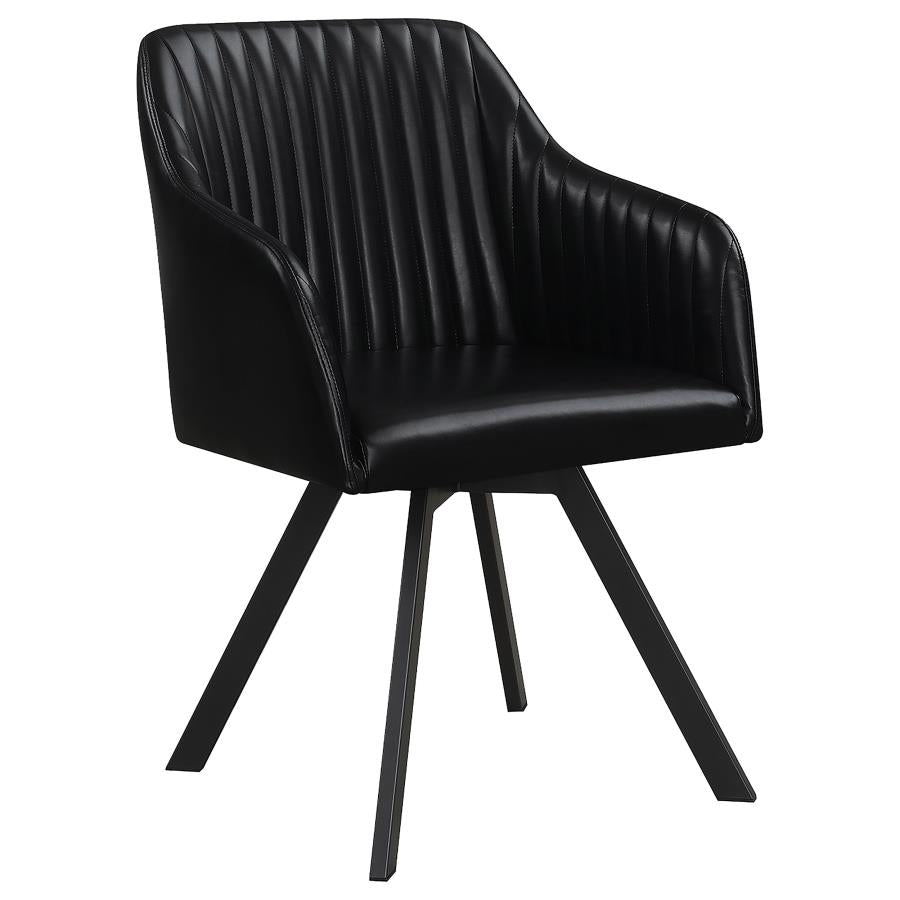Arika Black Swivel Arm Chair - furniture place usa