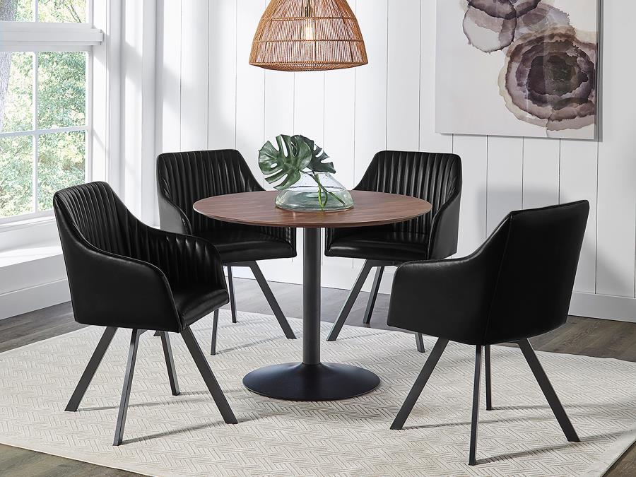 Arika Black Swivel Arm Chair - furniture place usa