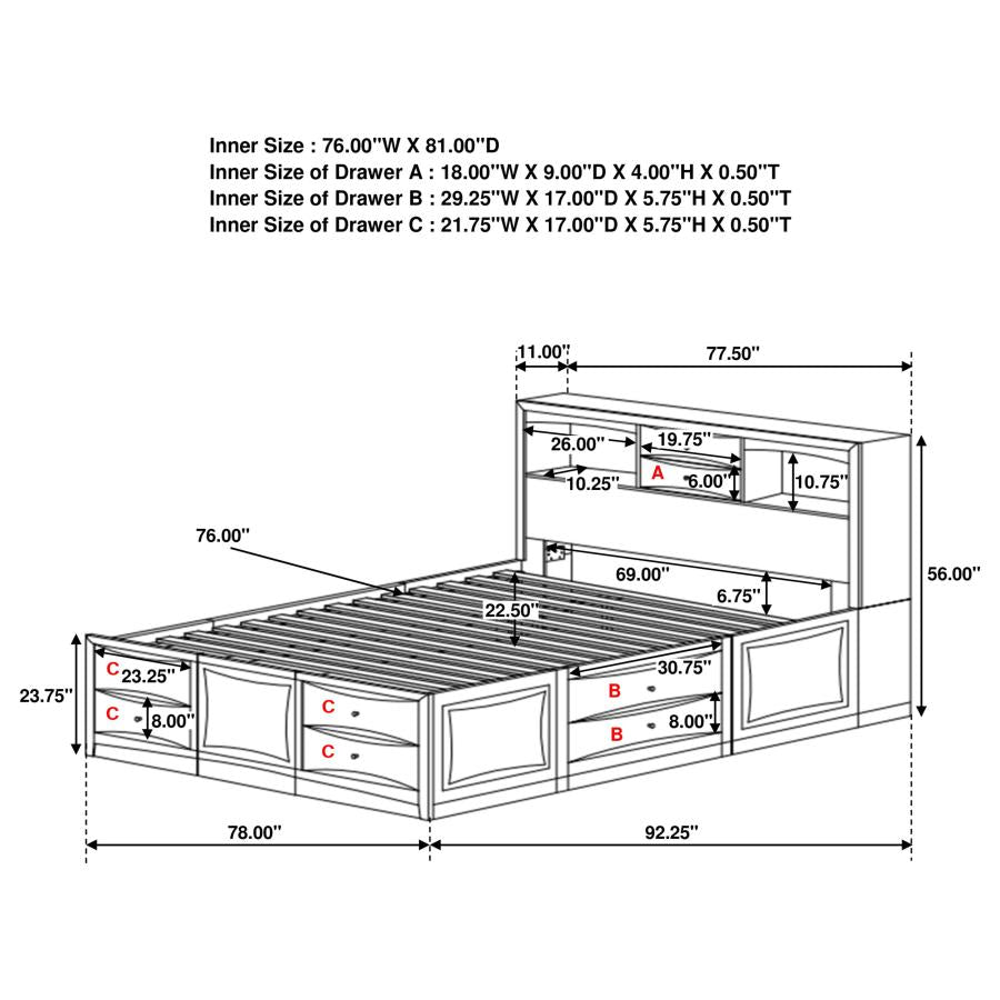 Phoenix Brown Eastern King Bed 5 Pc Set - furniture place usa