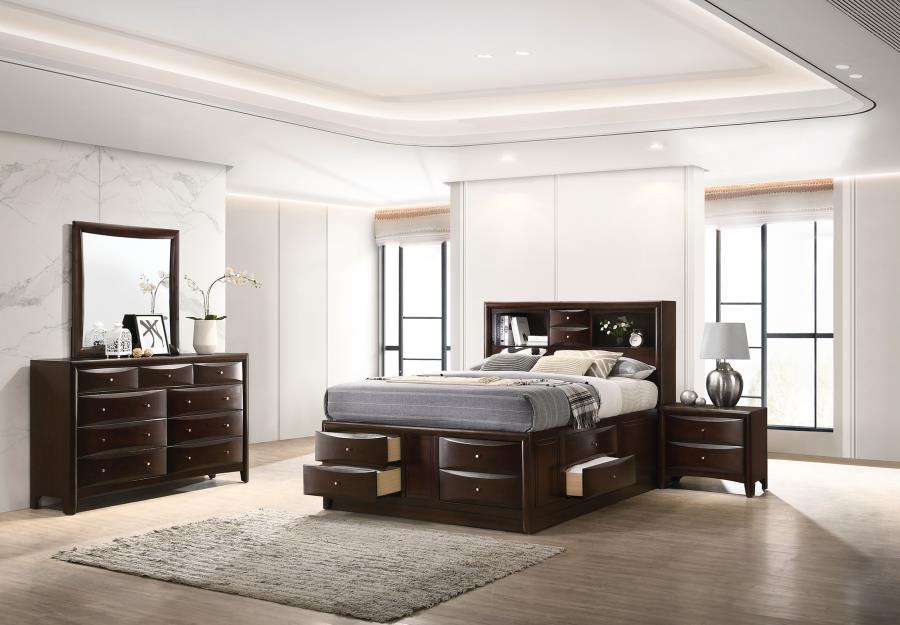 Phoenix Brown California King Bed 4 Pc Set - furniture place usa