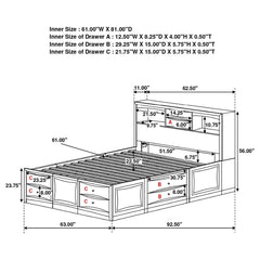 Phoenix Brown Queen Bed 4 Pc Set - furniture place usa