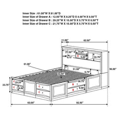 Phoenix Brown Queen Bed 5 Pc Set - furniture place usa