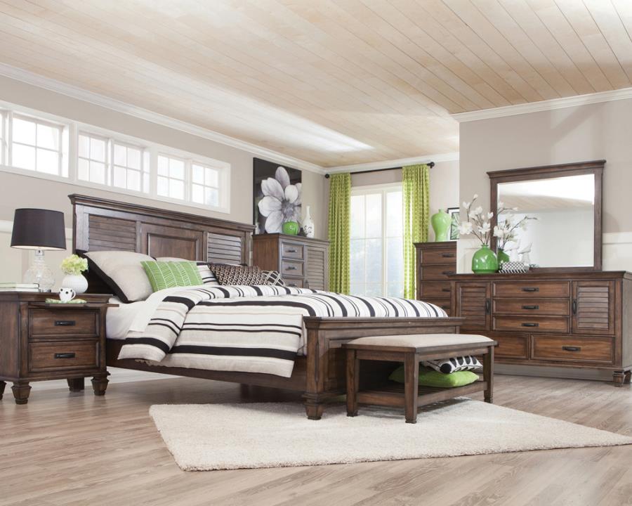 Franco Brown Eastern King Bed 5 Pc Set - furniture place usa
