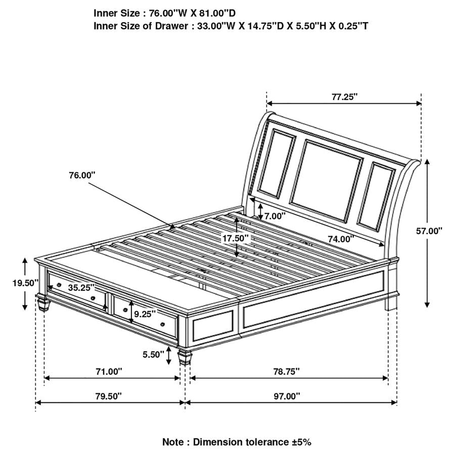 Sandy Beach Black Eastern King Storage Bed - furniture place usa