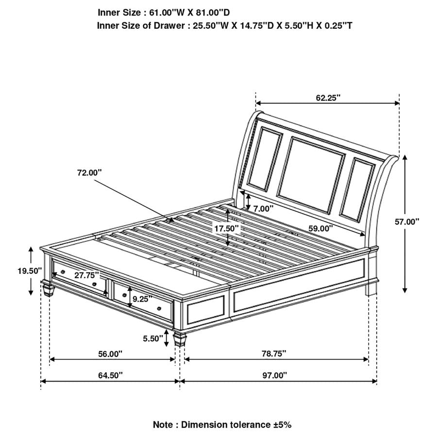 Sandy Beach Black Queen Storage Bed - furniture place usa