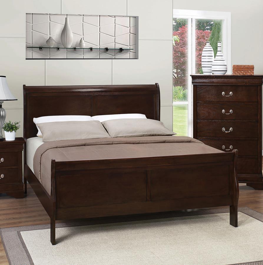 Louis Philippe Brown Queen Bed - furniture place usa