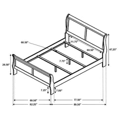 Louis Philippe Brown Queen Bed - furniture place usa