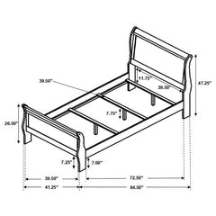 Louis Philippe Brown Twin Bed 4 Pc Set - furniture place usa
