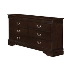 Louis Philippe Brown Queen Bed 5 Pc Set - furniture place usa