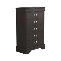 Louis Philippe Brown Queen Bed 5 Pc Set - furniture place usa