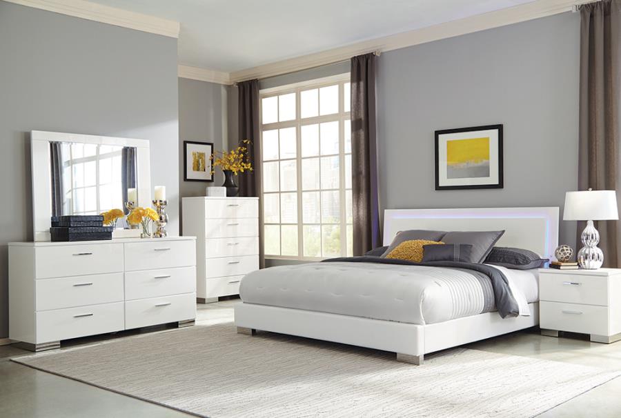 Felicity White Queen Bed 5 Pc Set - furniture place usa