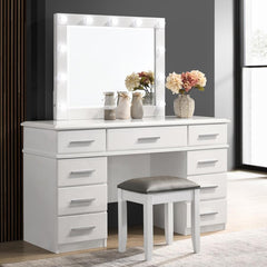 Felicity White Vanity Stool - furniture place usa