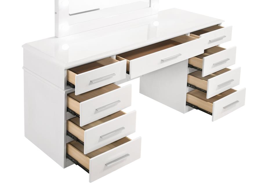 Felicity White Vanity Table & Mirror - furniture place usa