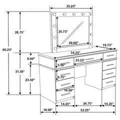 Felicity White Vanity Table & Mirror - furniture place usa