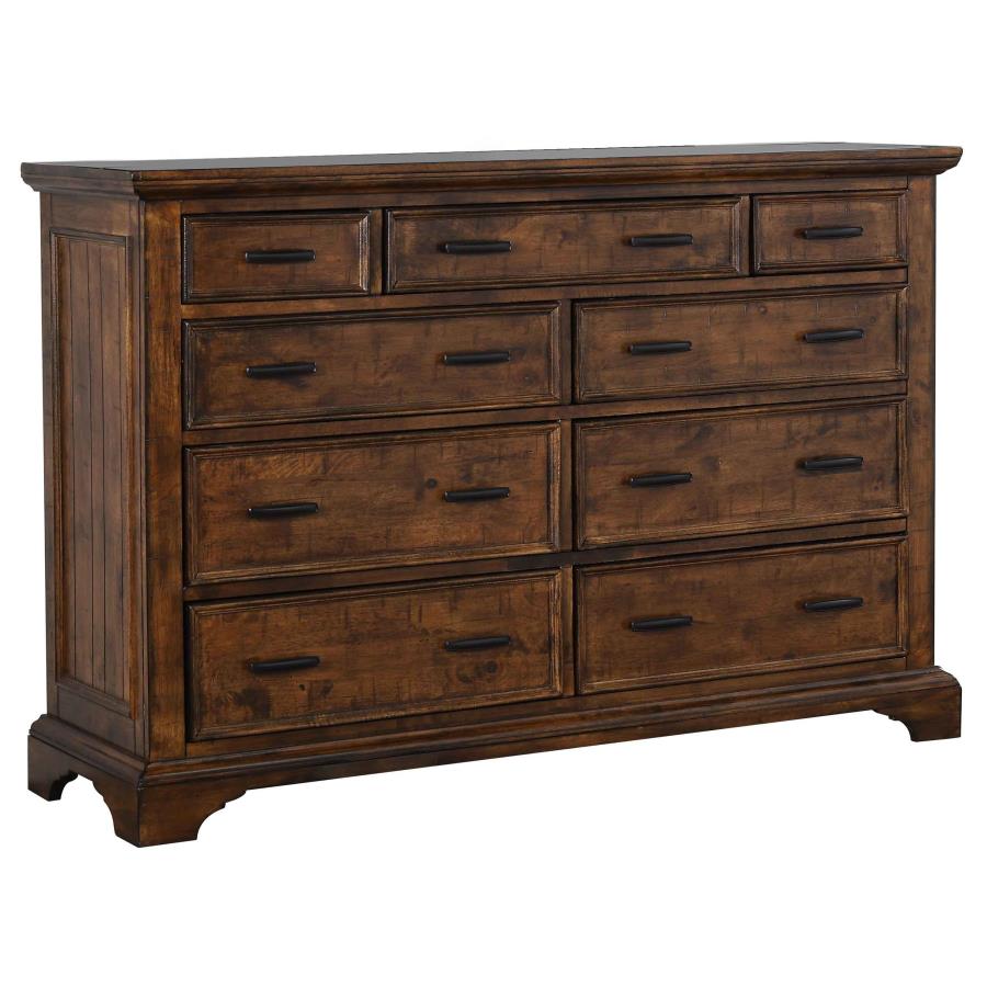 Elk Grove Brown Queen Bed 4 Pc Set - furniture place usa