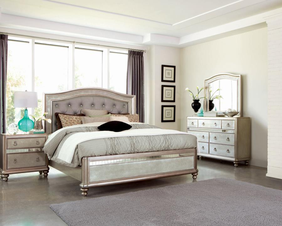 Bling Game Silver California King Bed 4 Pc Set - furniture place usa