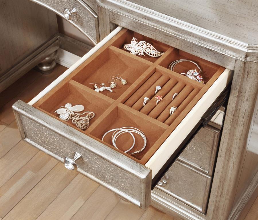 Bling Game Silver 3 Pc Vanity Set - furniture place usa