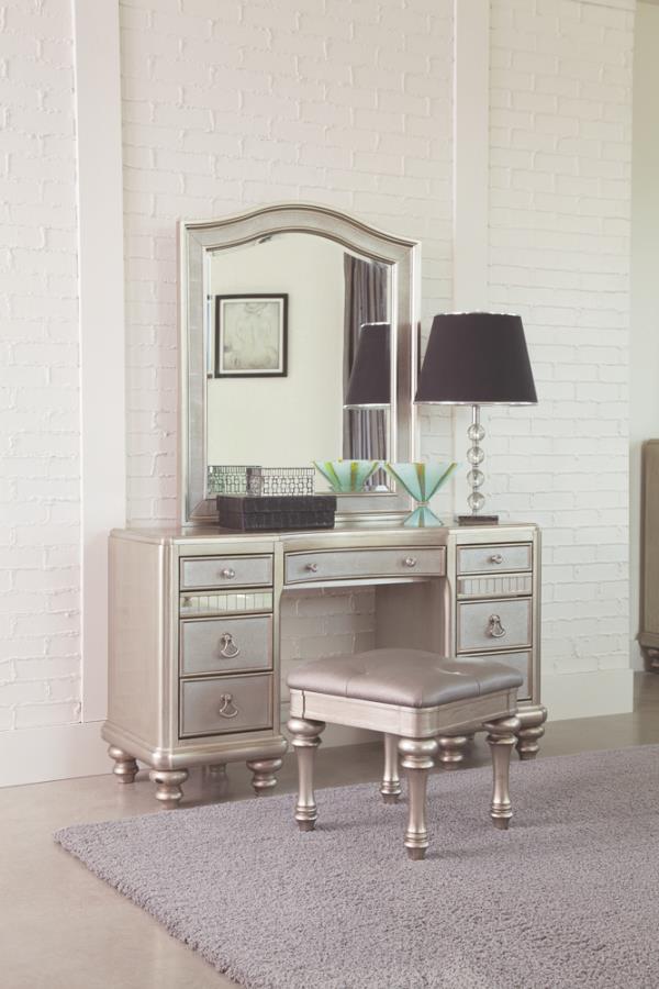Bling Game Silver Vanity Stool - furniture place usa