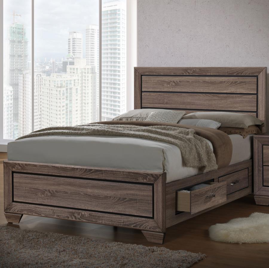 Kauffman Brown California King Storage Bed - furniture place usa