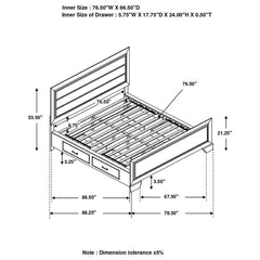 Kauffman Brown California King Storage Bed - furniture place usa