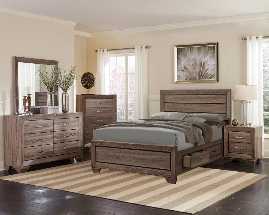 Kauffman Brown California King Storage Bed - furniture place usa
