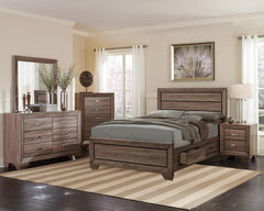 Kauffman Brown California King Storage Bed - furniture place usa