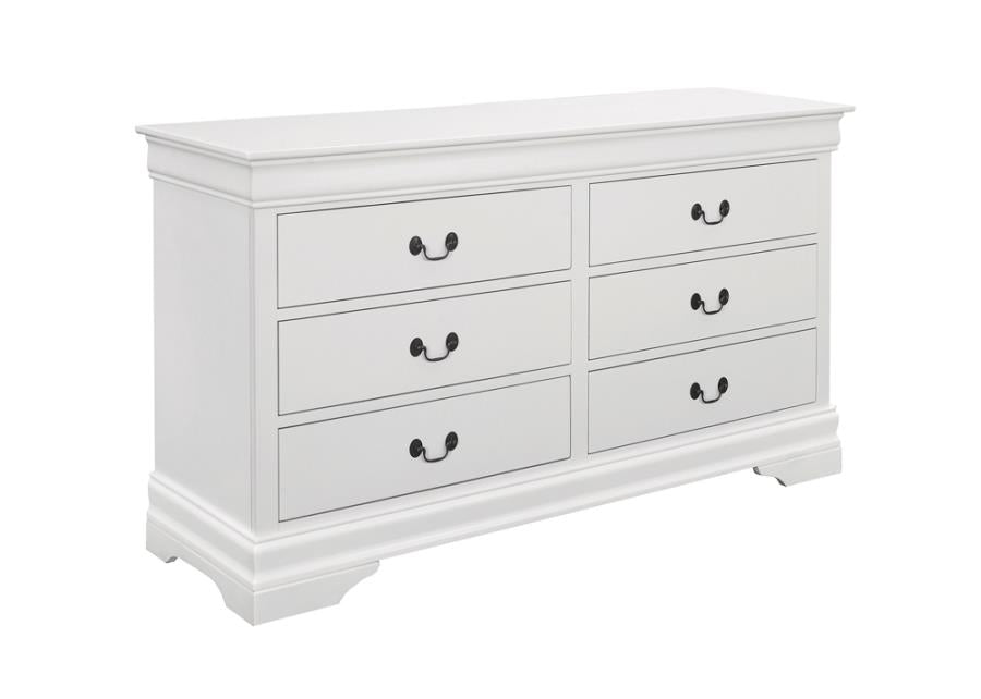 Louis Philippe White Queen Bed 5 Pc Set - furniture place usa