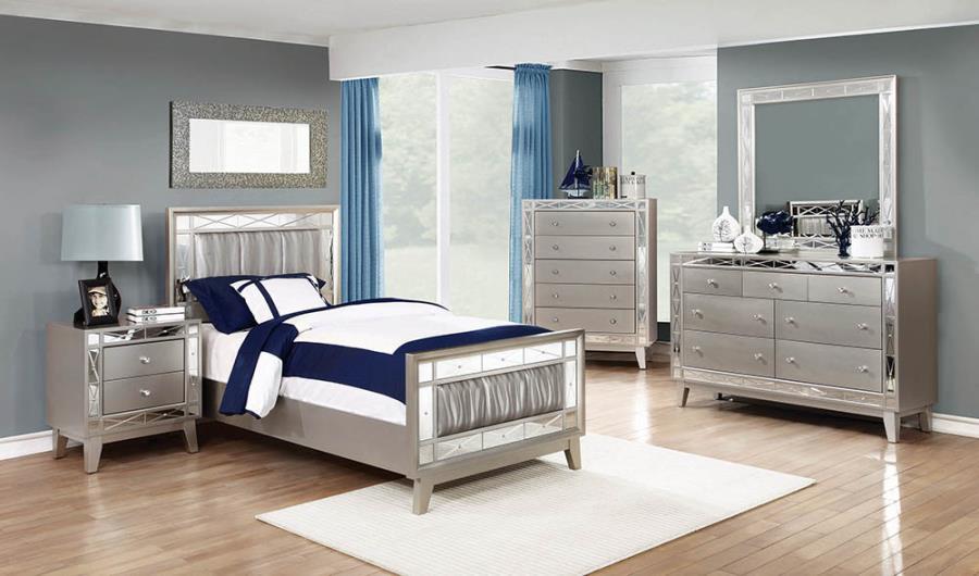 Leighton Silver Twin Bed - furniture place usa