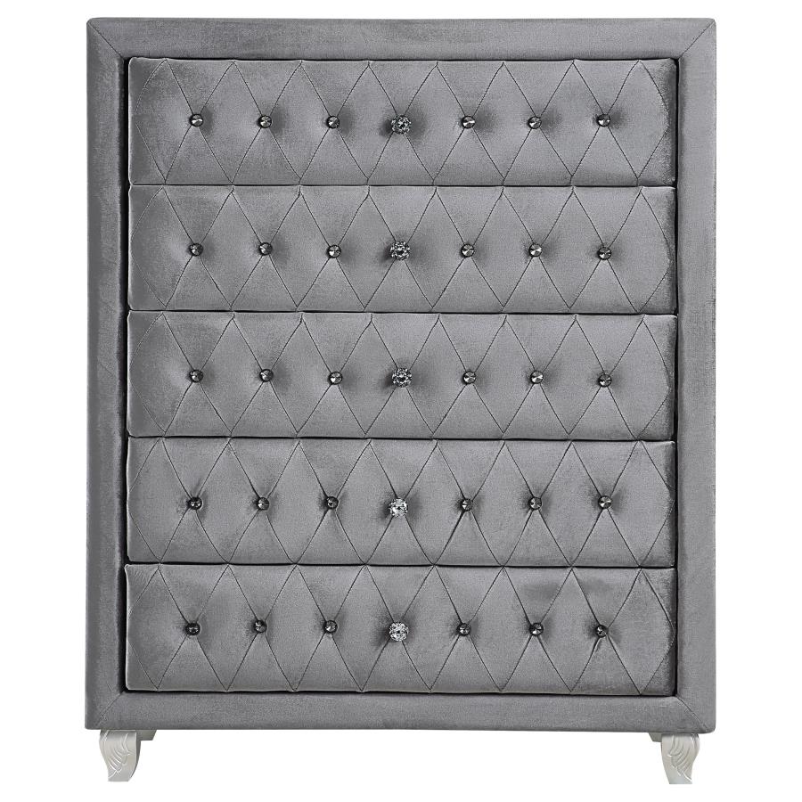Deanna Grey Queen Bed 5 Pc Set - furniture place usa