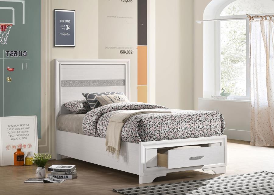Miranda White Twin Storage Bed - furniture place usa