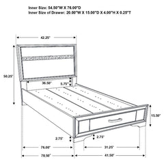 Miranda White Twin Storage Bed - furniture place usa