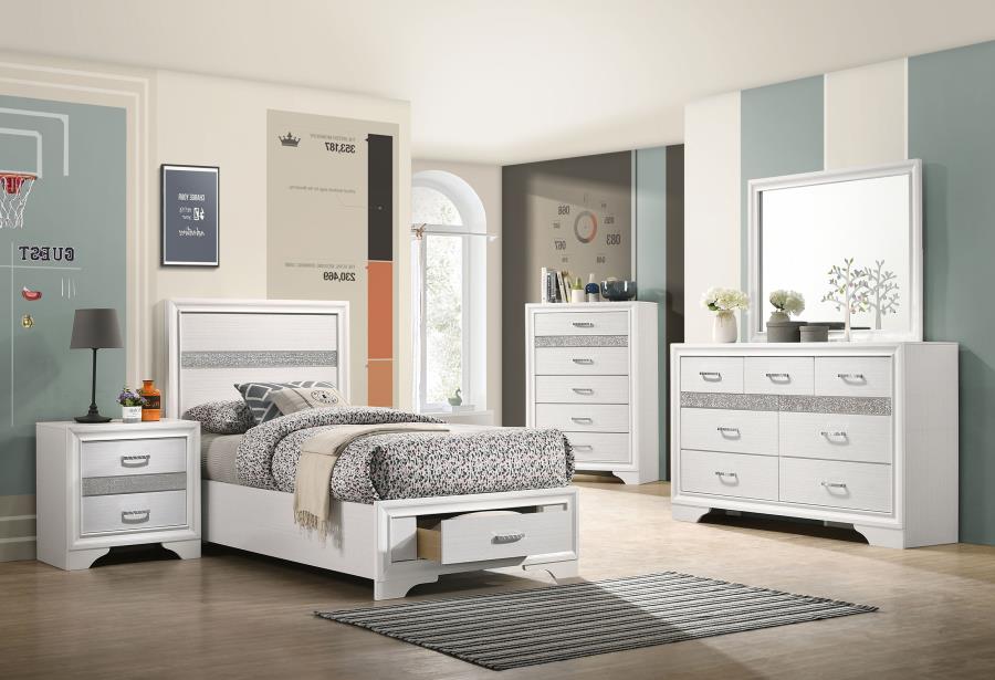 Miranda White Twin Storage Bed - furniture place usa