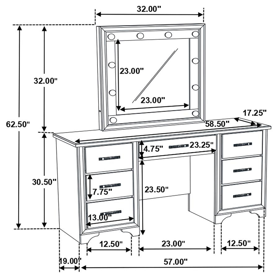 Beaumont Gold Vanity Table & Mirror - furniture place usa