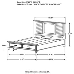 Franco Ivory Eastern King Storage Bed - furniture place usa