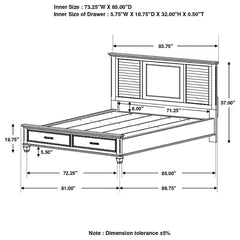 Franco Ivory California King Storage Bed - furniture place usa