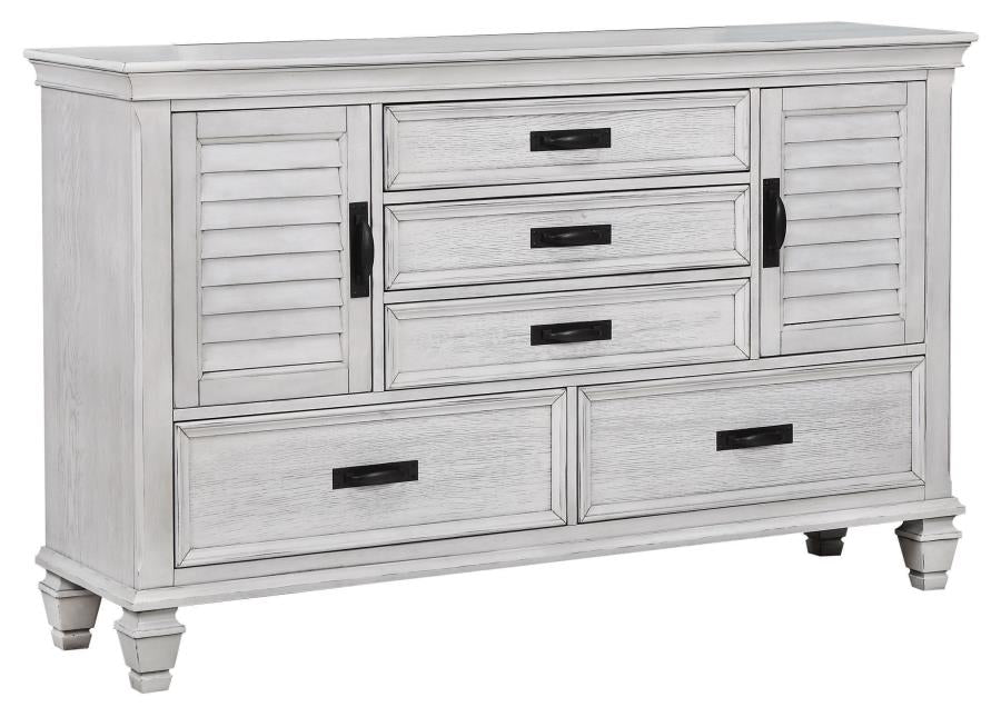 Franco Ivory Queen Bed 5 Pc Set - furniture place usa