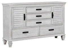Franco Ivory Queen Bed 5 Pc Set - furniture place usa