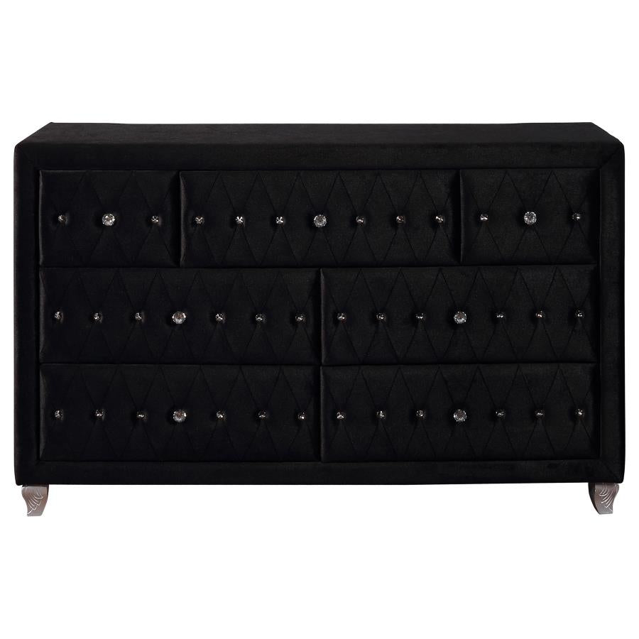 Deanna Black Queen Bed 4 Pc Set - furniture place usa
