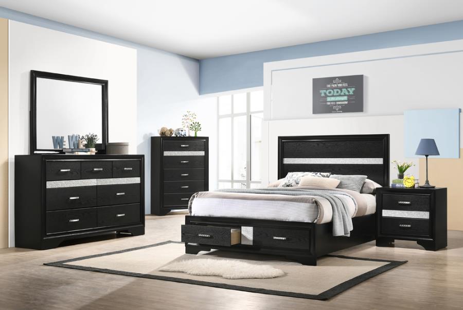 Miranda Black Full Bed 5 Pc Set - furniture place usa