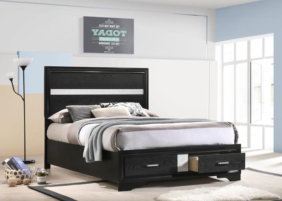Miranda Black Full Storage Bed - furniture place usa