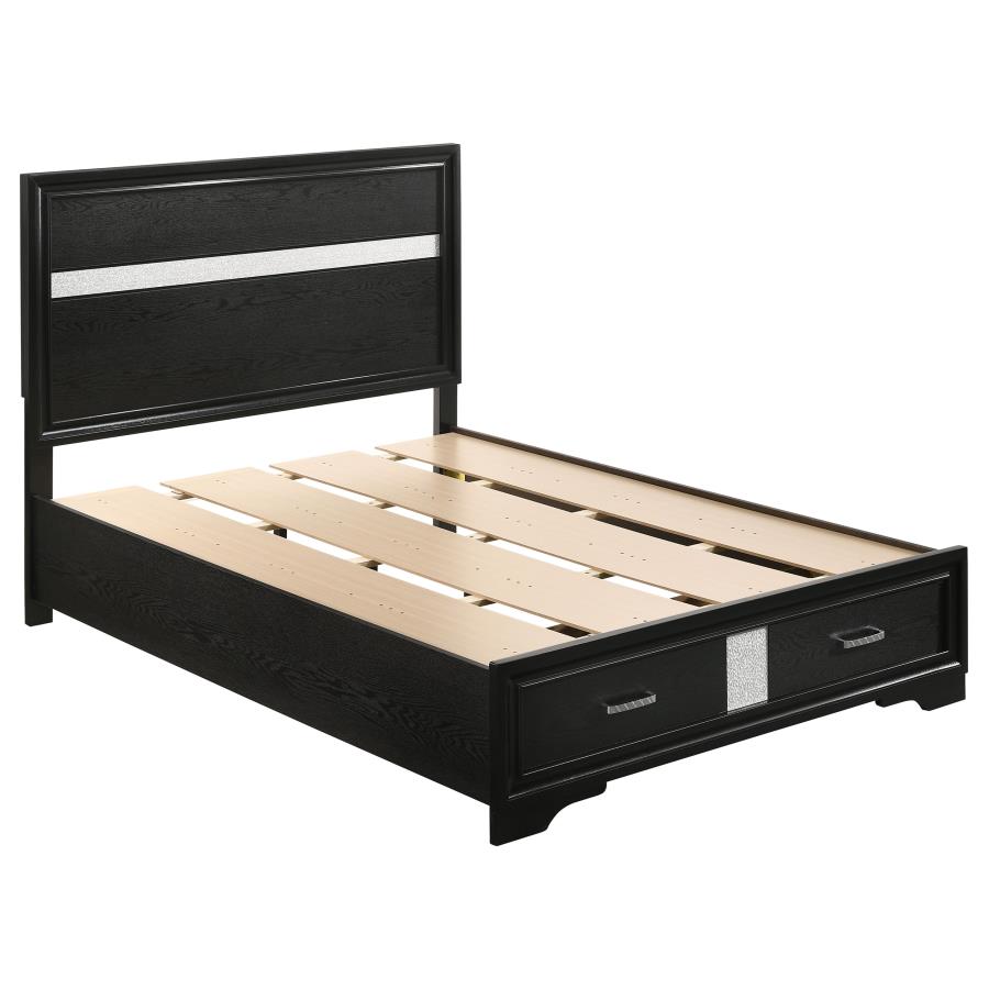 Miranda Black Full Storage Bed - furniture place usa