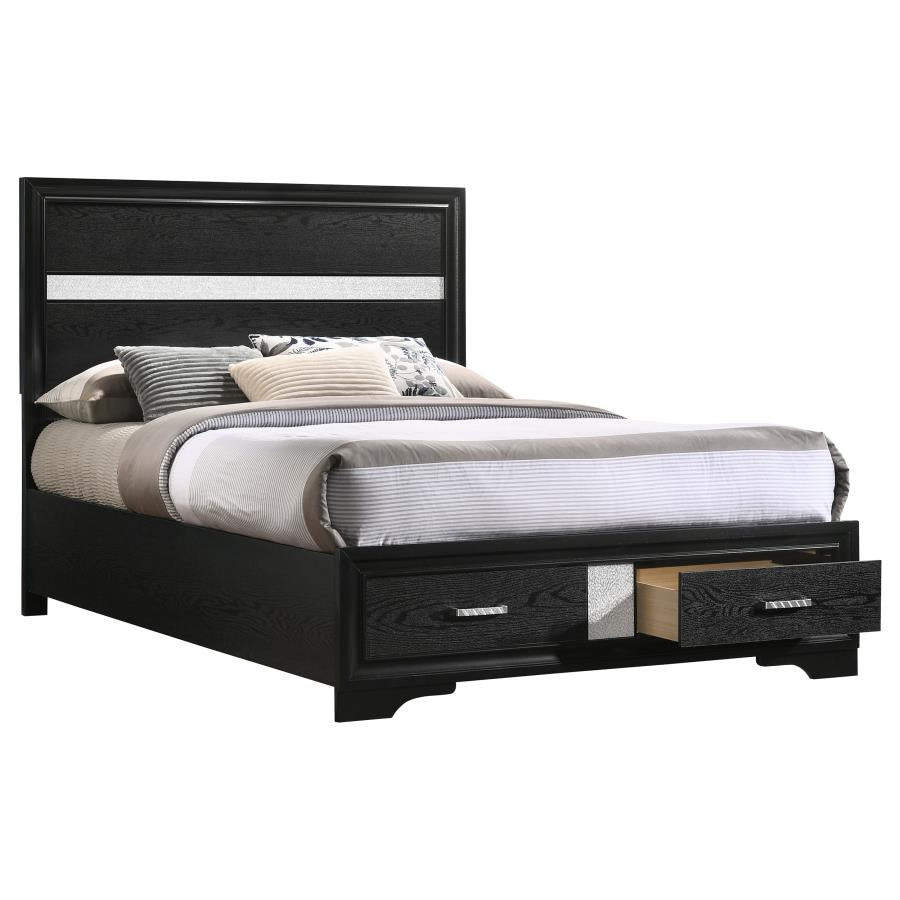 Miranda Black Full Storage Bed - furniture place usa